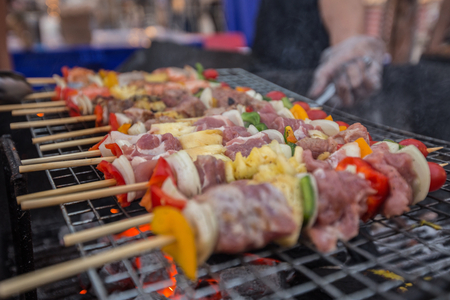 BBQ grill on the street in Thailand.の写真素材