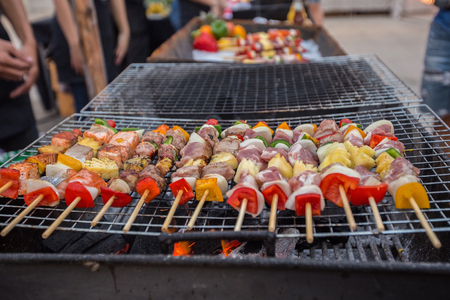 BBQ grill on the street in Thailand.の写真素材