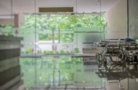 Blur background the patient is contacting nurse for treatment in hospitalの写真素材