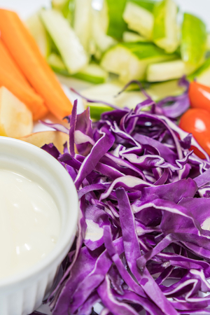red cabbage ,apple,tomatoes ,carrots saladの写真素材