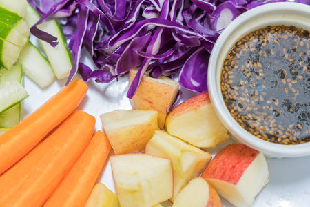 red cabbage ,apple,tomatoes ,carrots saladの写真素材