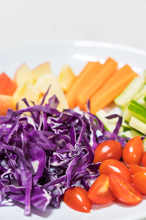 red cabbage ,apple,tomatoes ,carrots saladの写真素材