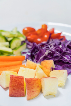 red cabbage ,apple,tomatoes ,carrots saladの写真素材