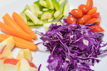 red cabbage ,apple,tomatoes ,carrots saladの写真素材