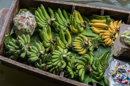 Exotic fruits for sale on Damnoen Saduak floating market on the boat の写真素材