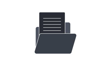 Document in folder icon. Simple filled document in folder icon. On white background.のイラスト素材