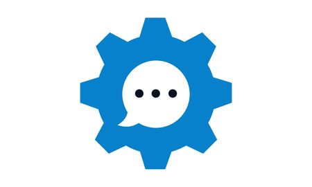 Speech bubble settings icon in flat style isolated on white background for your web site design, logo, app, UI. Vector illustrationのイラスト素材