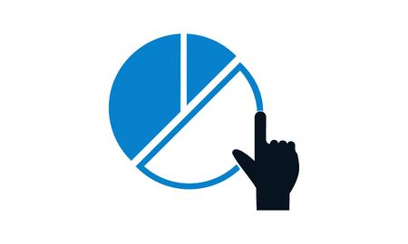 Pie chart with hand icon. Online report icon concept vector illustration.のイラスト素材