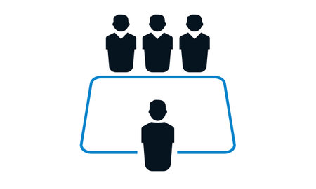 Board room members sitting around a table icon - vectorのイラスト素材