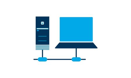 Workstation server vector icon flat style used for website.