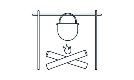 Bonfire cooking vector icon.Simple flat symbol. Perfect pictogram illustration on white background.のイラスト素材