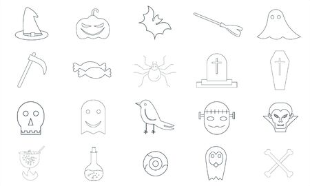 Halloween icon set pumpkin vampire witch bat vector imageのイラスト素材