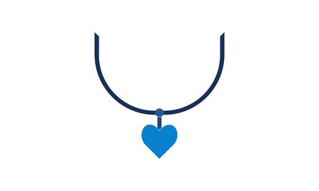 Heart-shaped pendant on necklace vector imageのイラスト素材