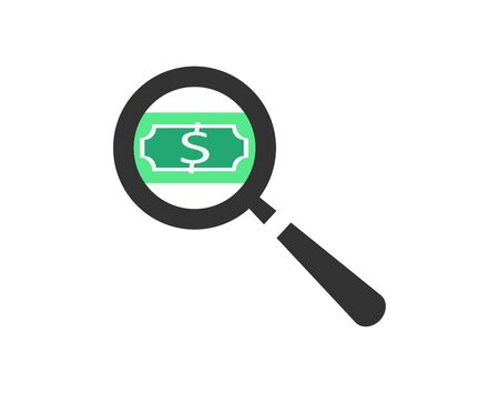 Search money icon flat vector imageのイラスト素材