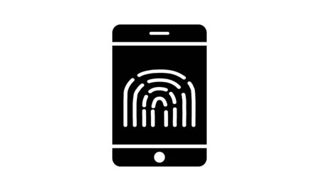 Fingerprint icon with mobile phone smartphone vector imageのイラスト素材