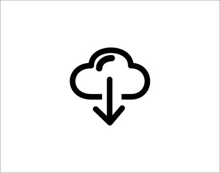 Outline cloud download icon on white vector imageのイラスト素材