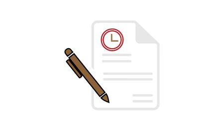 A contract document with clock and pencil showing icon for long term contractのイラスト素材
