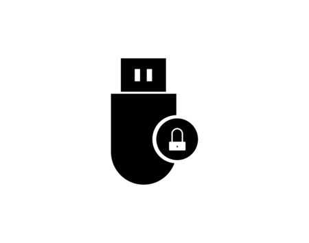 Usb flash drive with closed padlock icon vector imageのイラスト素材