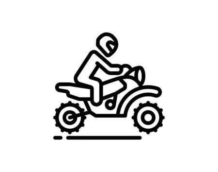 Motorcyclist riding motorbike outline vector imageのイラスト素材