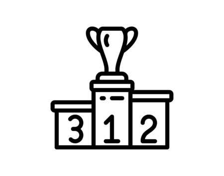 Prize podium with cup icon outline style vector imageのイラスト素材