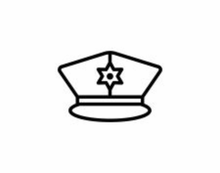 Police cap icon in outline style isolated on white vector imageのイラスト素材