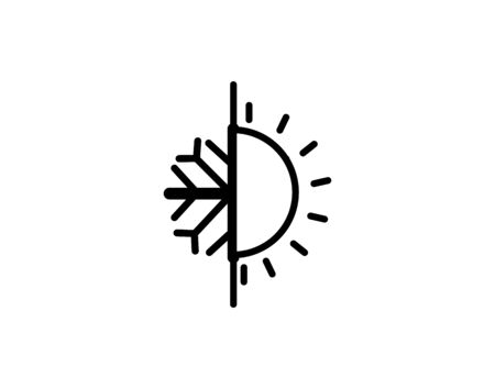 Hot and cold symbol. Sun and snowflake all season concept logo.のイラスト素材