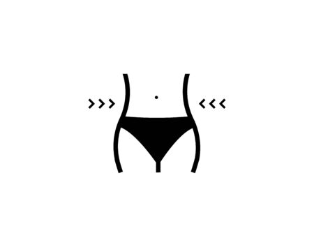 Women waist, weight loss, diet, waistline line iconのイラスト素材