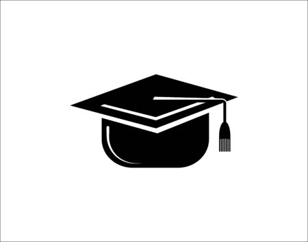 Education icon Isolated on white background. Graduation cap simbol in flat style. Simple abstract place icon in black. Vector illustration for graphic design, logo, Web, UI, mobile upp - Vectorのイラスト素材