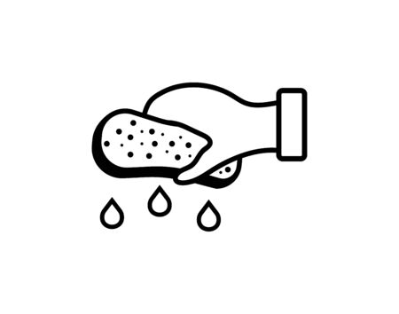 Hand holding a sponge scrubbing a surface icon - Vectorのイラスト素材