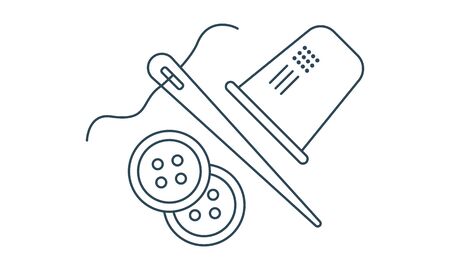 Sewing icon vector isolated on white background, Sewing sign, sign and symbols in thin linear outline styleのイラスト素材