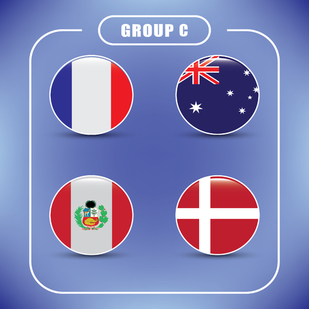 Football. Championship. Vector flags. Group C. Russia.のイラスト素材