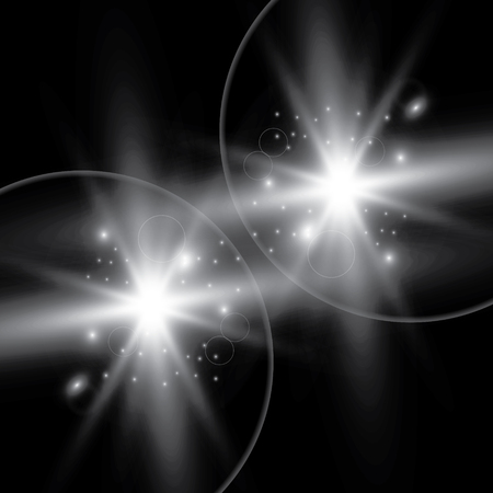 Glowing lights effect, flare, explosion and stars. Special effect isolated on transparent backgroundのイラスト素材