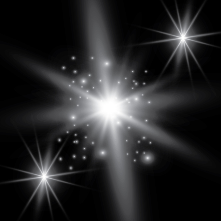 Glowing lights effect, flare, explosion and stars. Special effect isolated on transparent backgroundのイラスト素材