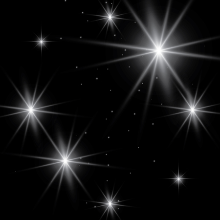 Glowing lights effect, flare, explosion and stars. Special effect isolated on transparent backgroundのイラスト素材