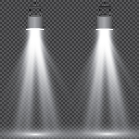 Scene illumination, transparent effects on a plaid dark background. Bright lighting with spotlights.のイラスト素材