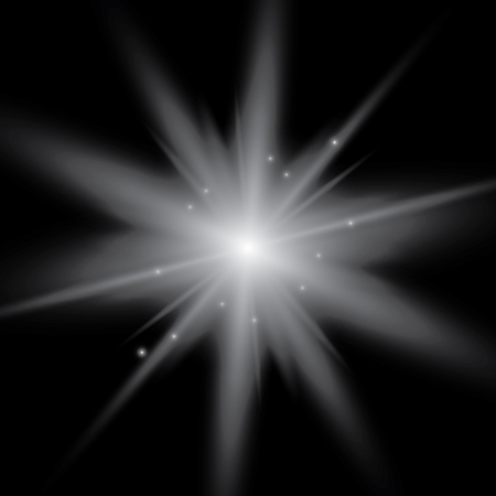 Glowing lights effect, flare, explosion and stars. Special effect isolated on transparent backgroundのイラスト素材
