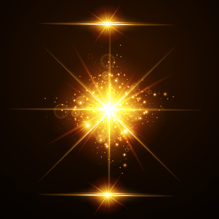 Light effect glow. Star flashed sequins. Abstract space background. Flash Highlight beam. Fantastic design.のイラスト素材