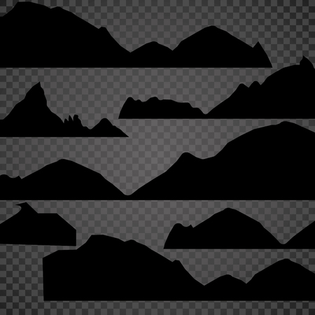 Mountains silhouettes on the white background. Vector set of outdoor design elements.のイラスト素材