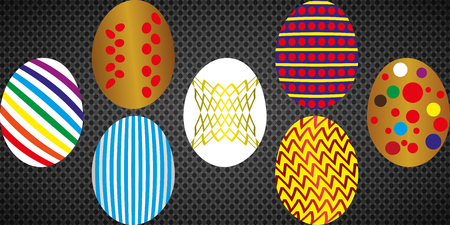Happy easter. Set of Easter eggs with different texture. Spring holiday. Vector illustration.のイラスト素材