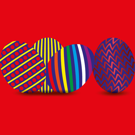 Happy easter. Set of Easter eggs with different texture. Spring holiday. Vector illustration.のイラスト素材