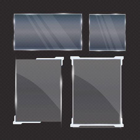 Glass geometric shape on a transparent background. Glass banners for advertising, different types.のイラスト素材