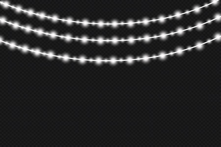 Set of vector realistic seamless light garlands isolated on transparent backgroundのイラスト素材