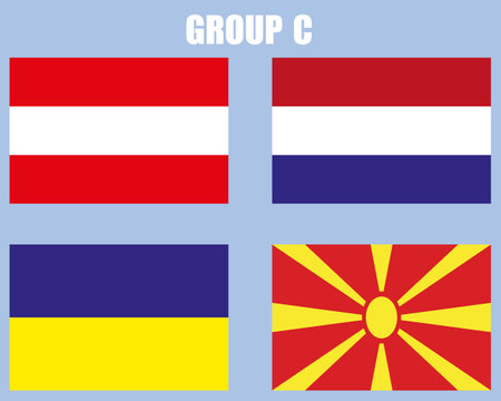 Flags of the participating teams with the text for the European Cup.のイラスト素材