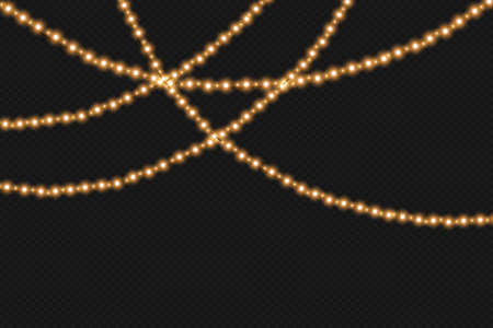 Christmas lights isolated on dark background. Christmas glowing garlandsのイラスト素材