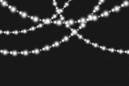 Christmas lights isolated on dark background. Christmas glowing garlandsのイラスト素材