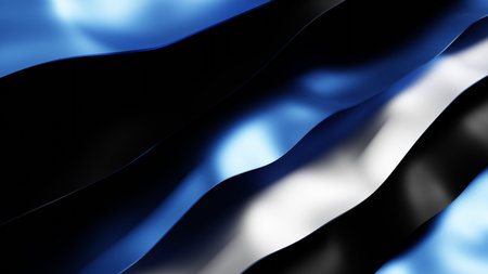 Modern abstract luxury background with metallic wavy shapes overlap layer on dark. Minimal graphic design element for flyer, banner, brochure or cover. 8k wallpaper 3d rendering.の写真素材