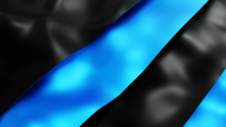 black and blue satin background with some folds and highlights in itの写真素材