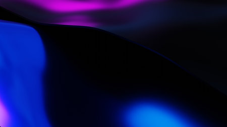 abstract background of blue and purple lights on a black background.の写真素材