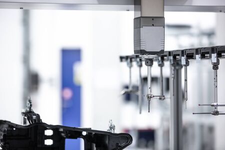 Close up of professional automatic 3D measuring system machine for plastic moldings components,...