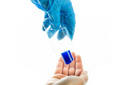 Close up of hand apply sanitizer, desinfection against coronavirus, protection against kind of...